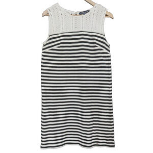 Tommy Hilfiger Nautical Preppy Mini Sun Dress Size M Striped Eyelet Beach Casual